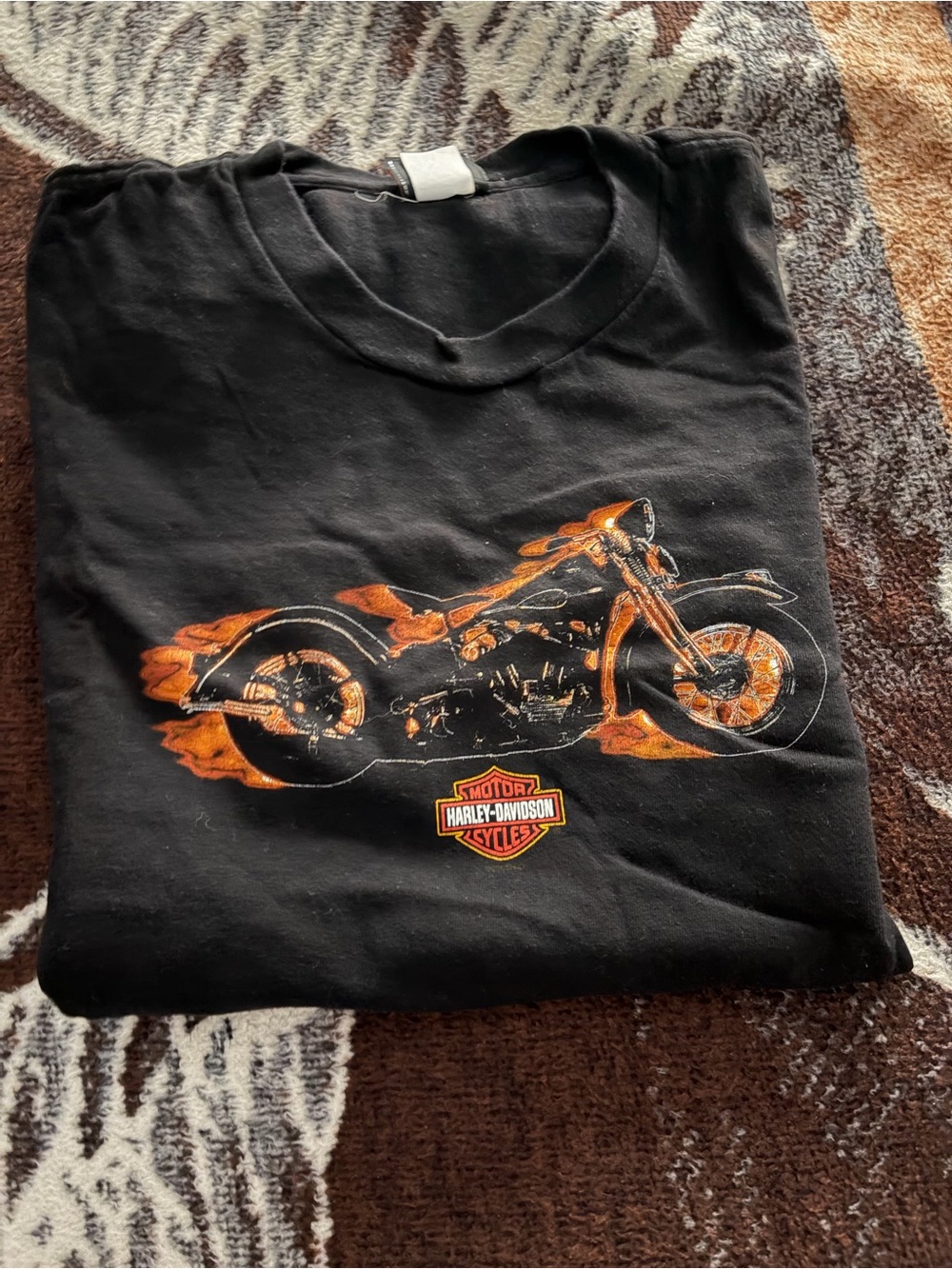 Harley-Davidson Black Tee with Orange Motorcycle Graphic